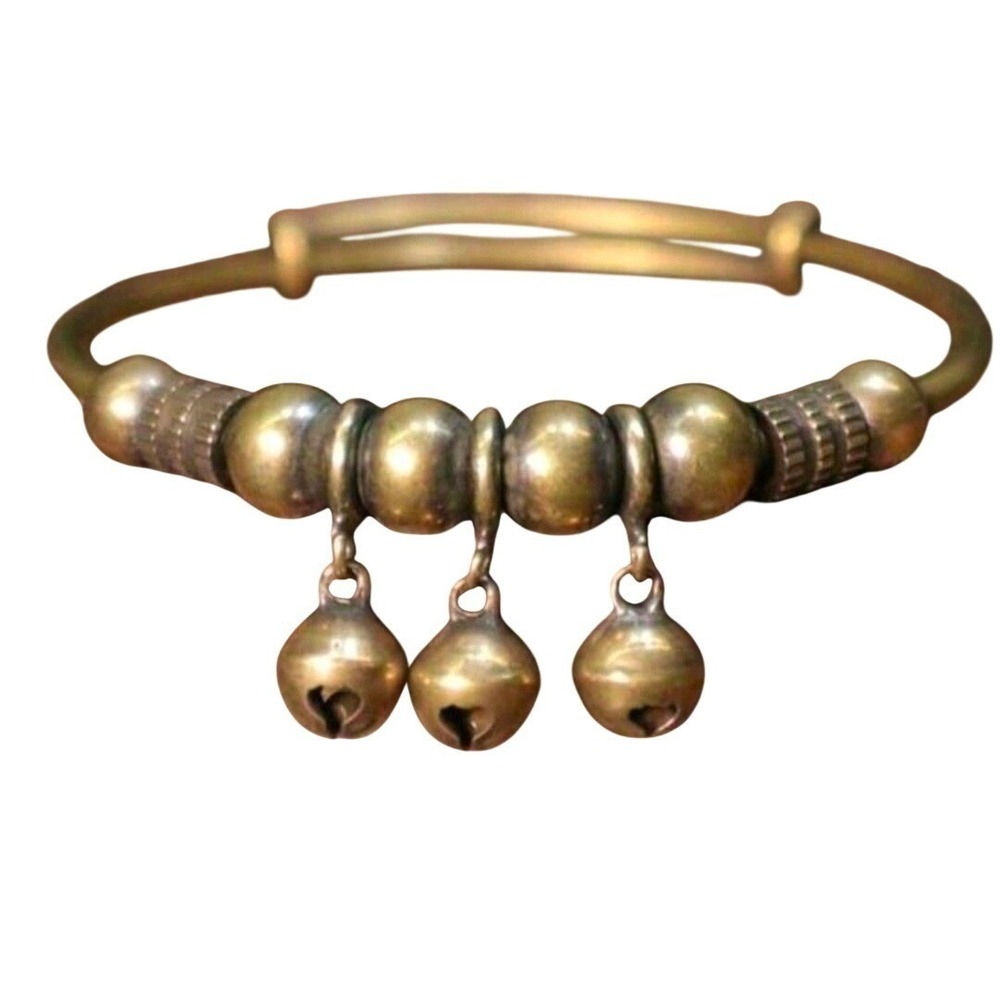 Vintage inspired Brass Bell‎ Charm Bangle Bracelet Women Boho India